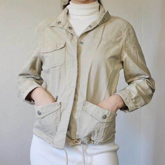 Levis San Francisco cotton khaki snap-front drawstring waist jacket small - Picture 1 of 16